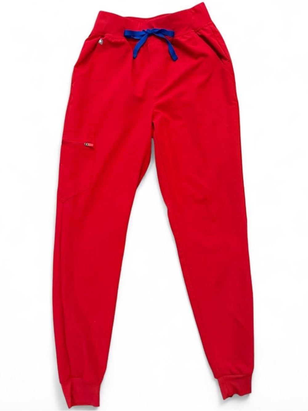 FIGS High Waisted Zamora Jogger Scrub Pants Size S Tall Pop Red Royal Blue - Picture 2 of 6